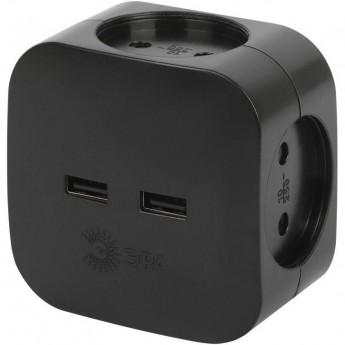 Разветвитель электрический ЭРА SP-4-USB-B на 4 розетки 220В+ 2xUSB 2400мА без заземл 10А черн. Б0049536 Разветвитель электрический ЭРА SP-4-USB-B на 4 розетки 220В+ 2xUSB 2400мА без заземл 10А черн. Б0049536