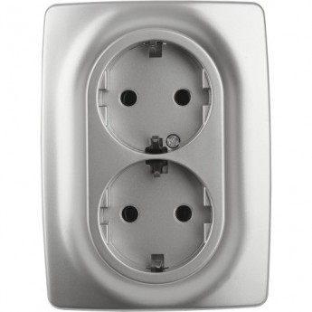 Розетка ЭРА 12-2106-03 2X2P+E SCHUKO 16A-250В IP20 ЭРА 12 алюминий