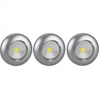 Светодиодный фонарь подсветка ЭРА ПУШЛАЙТ АВРОРА COB SB-504 самоклеящийся 3шт серебристый Светодиодный фонарь подсветка ЭРА ПУШЛАЙТ АВРОРА COB SB-504 самоклеящийся 3шт серебристый