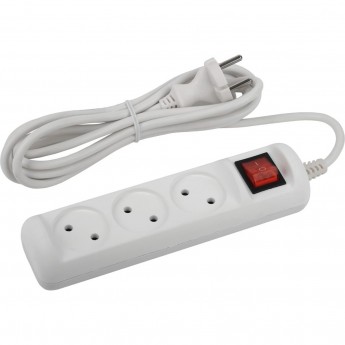 Удлинитель электрический ЭРА U-3s-1,5m-2x1 без заземления c выключателем 3 розетки 1,5м ПВС 2x1мм2 10А