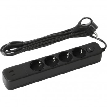 Удлинитель с сетевым фильтром ЭРА Б0059574 4х3м с заземлением 10А USF-4es-3m-2xUSBAC-B +2xUSBA+C 3.1A с выключателем с базовой защитой Удлинитель с сетевым фильтром ЭРА Б0059574 4х3м с заземлением 10А USF-4es-3m-2xUSBAC-B +2xUSBA+C 3.1A с выключателем с базовой защитой