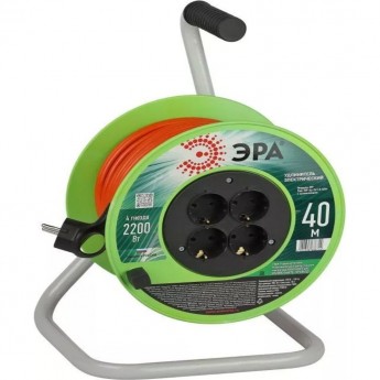 Удлинитель силовой ЭРА Б0056100 RP-4e-3х1.0-40m на пластиковой катушке с заземлением 4 розетки 40м ПВС 3х1мм2