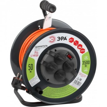 Удлинитель силовой ЭРА RMX-4ES-3x1,5-50M-IP44 на металлической катушке c заземлением 4 розетки 50м ПВС 3х1.5мм2 Удлинитель силовой ЭРА RMX-4ES-3x1,5-50M-IP44 на металлической катушке c заземлением 4 розетки 50м ПВС 3х1.5мм2